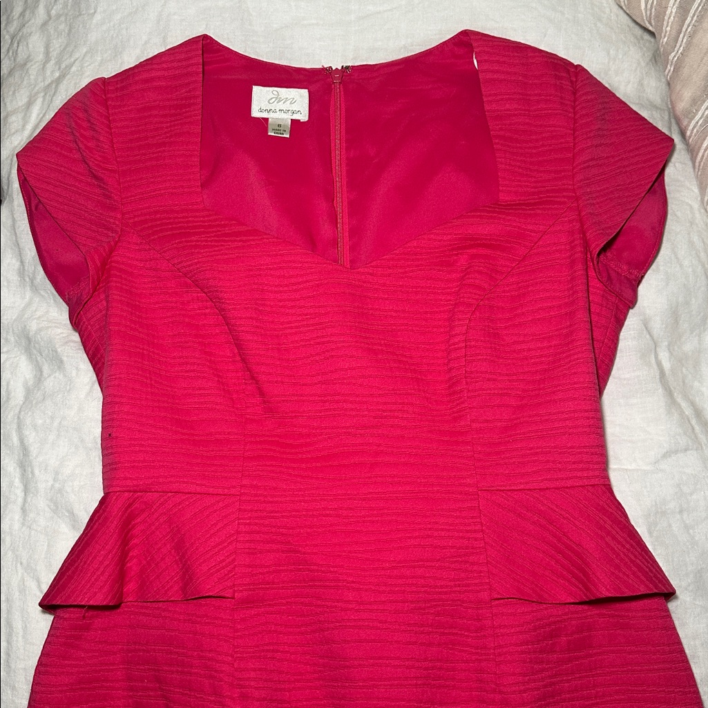 Donna Morgan Pink Peplum Midi Dress Size 6 Nwot